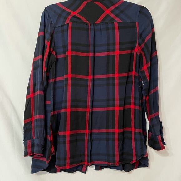 Isabel Maternity Blue Red Plaid Button Down Shirt Womens XS Fall Flannel Casual - Picture 7 of 7